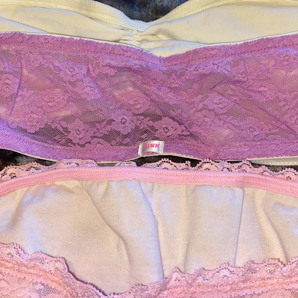 Pink Victoria’s Secret 1 Pink Sequins Lace Trim Bandeau Size Large - Picture 5 of 5